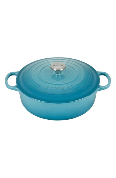 Le Creuset Signature 6 3/4-quart Round Wide French/dutch Oven In Caribbean