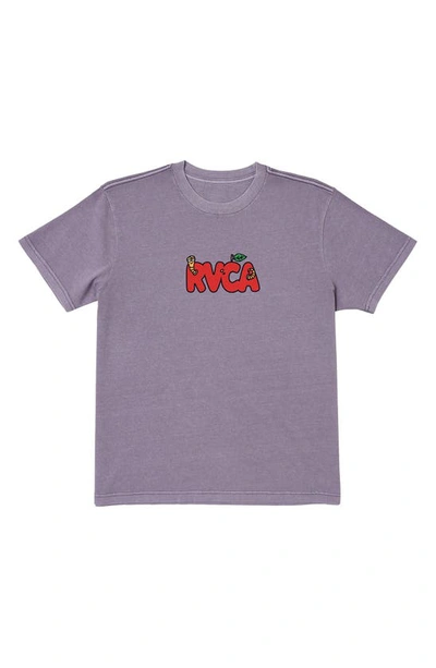 Rvca Apple A Day Logo Graphic T-shirt In Purple Sage