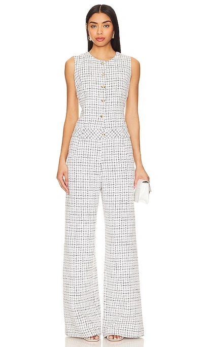 Amanda Uprichard Tori Tweed Jumpsuit In White/black In White,black