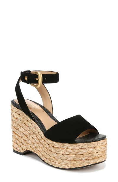 Sam Edelman April Platform Wedge Espadrille Sandal In Black