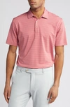 Peter Millar Drum Stripe Performance Jersey Polo In Cape Red