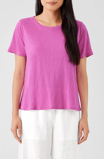 Eileen Fisher Organic Linen Crewneck T-shirt In Tulip