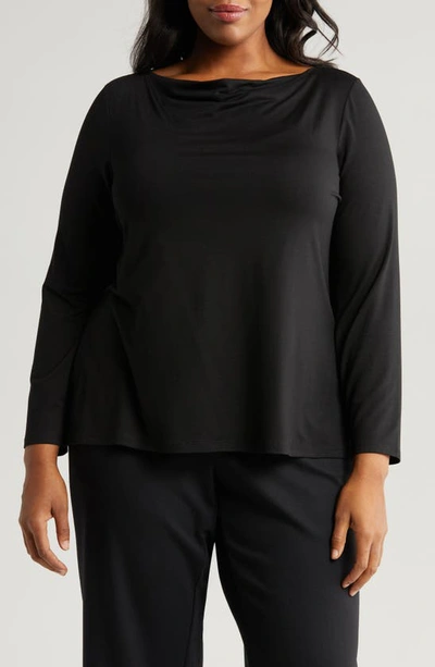 Eileen Fisher Slim Fit Cowl Neck Top In Black