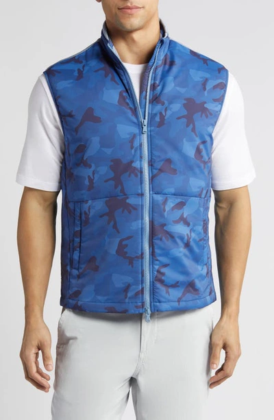 Johnnie-o Leroy Camo Print Mixed Media Waistcoat In Monsoon