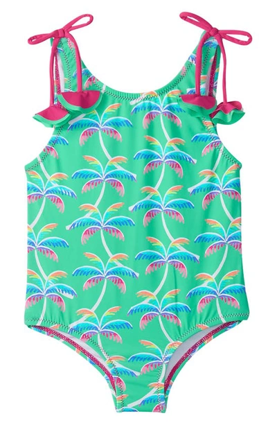 Hatley Kids' Rainbow Palm Bow One-piece Swimsuit In Green