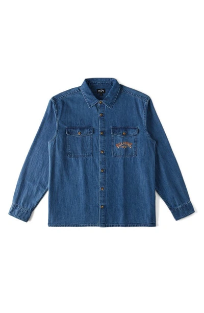 Billabong Bong Days Regular Fit Cotton Denim Button-up Shirt In Denim Blue