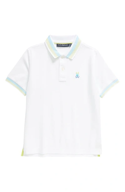 Psycho Bunny Kids' Tarrytown Tipped Piqué Polo In White