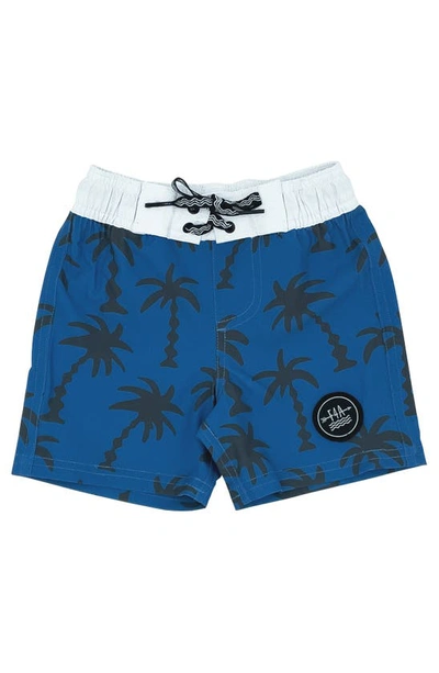 Feather 4 Arrow Babies' Wavy Palms Board Shorts In Seaside Blue