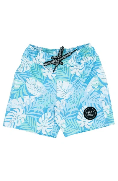 Feather 4 Arrow Babies' Paradise Palm Board Shorts In Blue Grotto