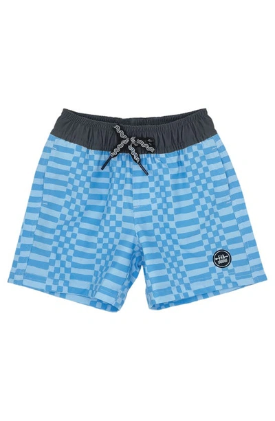 Feather 4 Arrow Babies' Wave Stripe Volley Swim Trunks In Seaside Blue