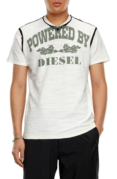 Diesel Raw Edge Cotton Graphic T-shirt In Off-white