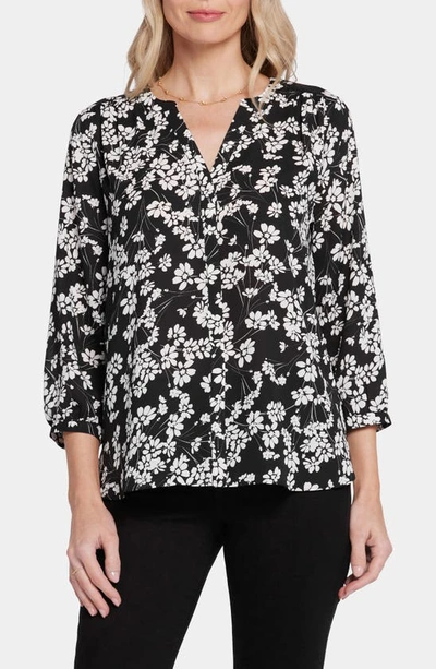 Nydj High-low Crepe Blouse In Stefania