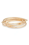 Open Edit Set Of 5 Assorted Mixed Shape Bangles In Gold
