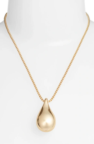 Open Edit Polished Teardrop Pendant Necklace In Gold