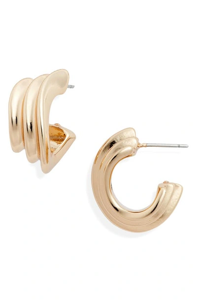 Open Edit Ridged Hoop Earrings In Gold