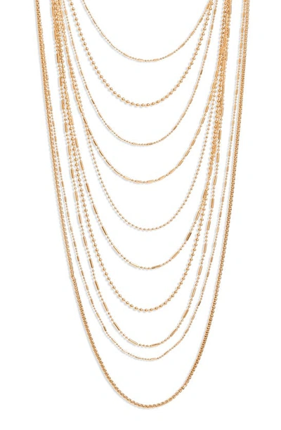 Open Edit Layered Ball Chain Necklace In Gold