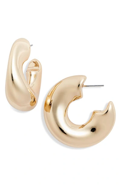 Open Edit Puffy Hoop Earrings In Gold