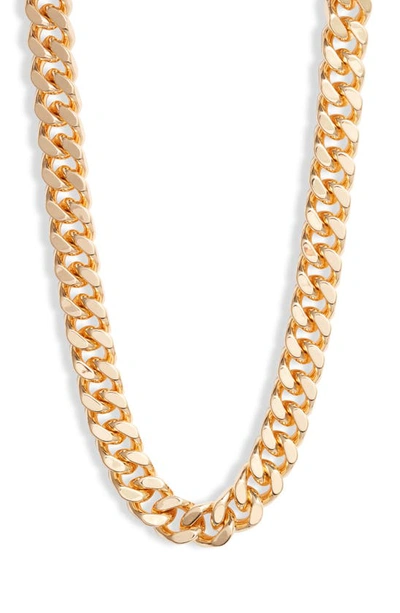 Open Edit Large Flat Curb Chain Necklace In Gold- Rhodium