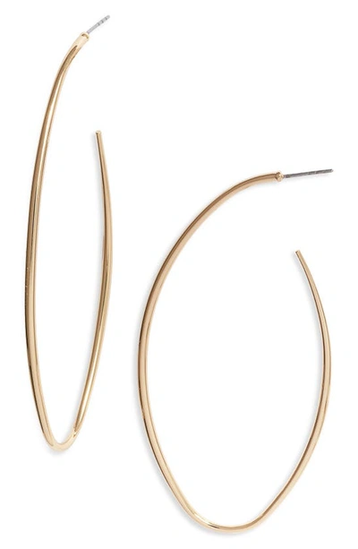 Open Edit Elongated Oval Hoop Earrings In Gold