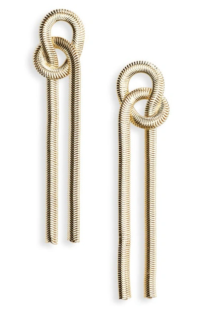 Nordstrom Knotted Snake Chain Linear Drop Earrings In Gold
