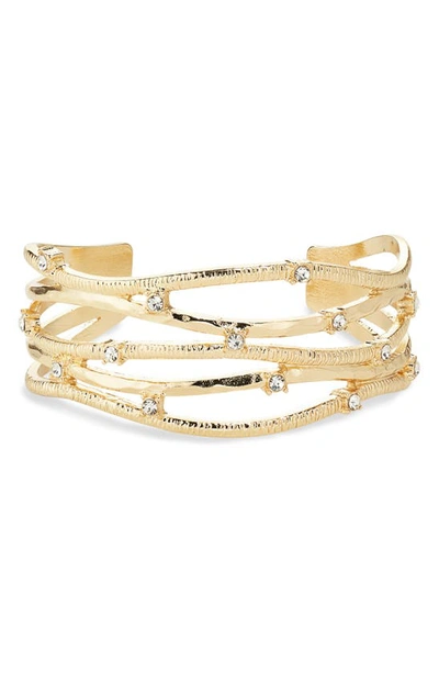 Nordstrom Crystal Wavy Cuff Bracelet In Clear- Gold