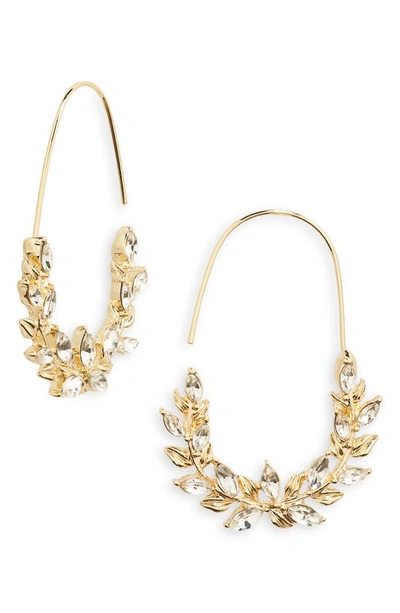 Nordstrom Delicate Crystal Vine Pull Through Hoop Earrings In Clear- Gold