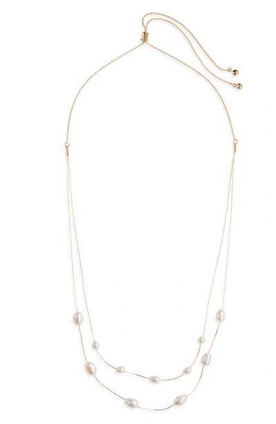 Nordstrom Genuine Freshwater Pearl Adjustable Layered Necklace In Metallic