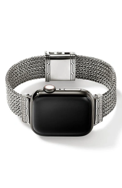 John Hardy Smart Watch Strap Diamond Pavé, 18mm In Silver