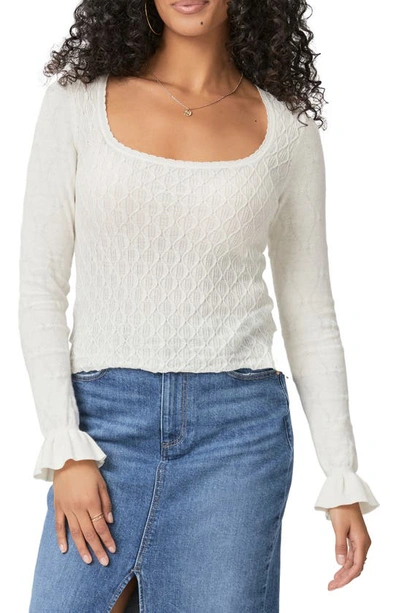 Paige Beata Ruffle Cuff Cable Stitch Sweater In Ivory