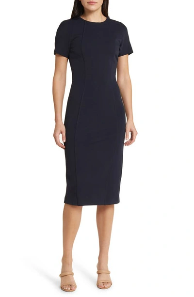 Hugo Boss Boss Dukeva Midi Sheath Dress In Sky Captain