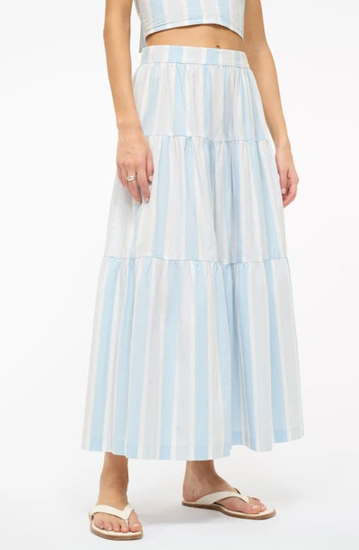 Staud Sea Stripe Tiered Maxi Skirt In Adriatic Stripe