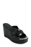 Dkny Maryn Chain Wedge Platform Sandal In Black,nickel