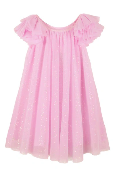 Zunie Kids' Chacha Ruffle Glitter Mesh Party Dress In Orchid