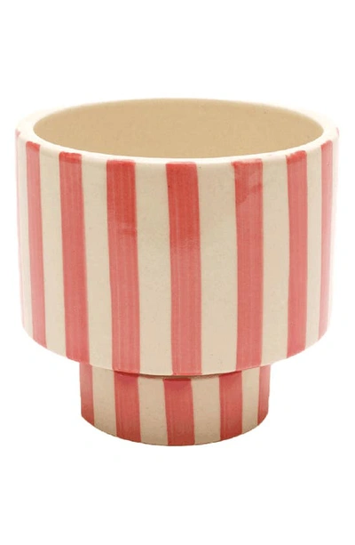 Justina Blakeney Kaya Shorty 2-piece Ceramic Planter In Coral Stripe