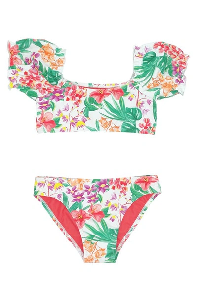 Feather 4 Arrow Kids' Blossom Floral Two-piece Swimsuit In White