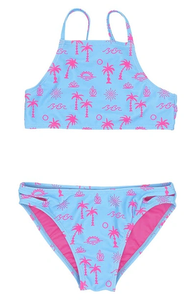 Feather 4 Arrow Kids' Sunray Print Two-piece Swimsuit In Crystal Blue