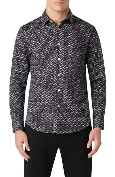 Bugatchi James Ooohcotton® Martini Print Button-up Shirt In Black