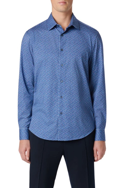 Bugatchi James Ooohcotton® Mosaic Print Button-up Shirt In Night Blue