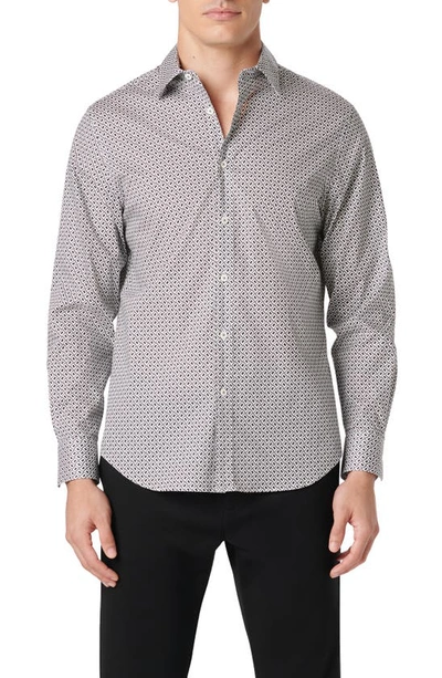 Bugatchi Julian Geometric Stretch Cotton Button-up Shirt In Zinc