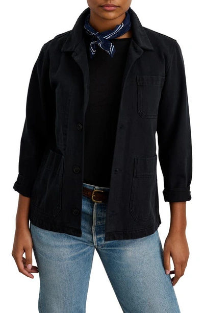 Alex Mill Britt Work Recycled Cotton Jacket In Washed Black