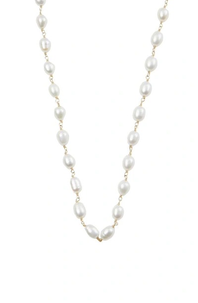 Argento Vivo Sterling Silver Freshwater Pearl Necklace In Gold