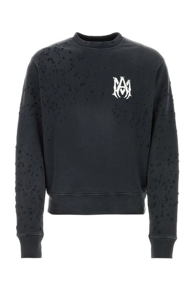 Amiri Shotgun Distressed Cotton Sweatshirt In Black