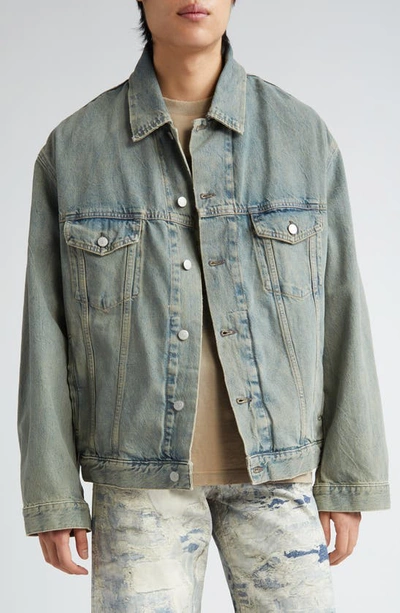 Acne Studios Kataya Delta Denim Oversized Jacket In Blue