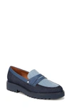 Franco Sarto Cassandra Platform Penny Loafer In Denim