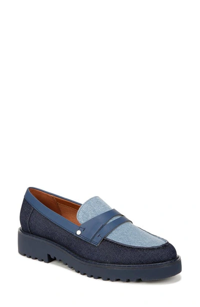 Franco Sarto Cassandra Platform Penny Loafer In Denim