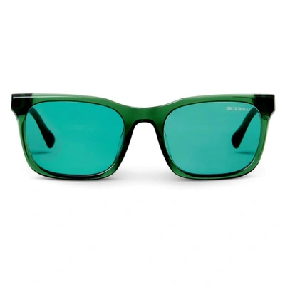 Bruno Magli Rectangle Sunglass In Green Acetate In Blue