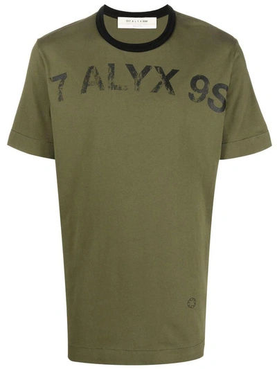 Alyx 1017 1017  9sm 9sm Logo-print Cotton T-shirt In Verde Militare