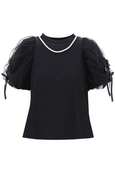 Simone Rocha Puff Sleeves T-shirt In Black