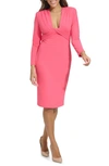 Calvin Klein Pleated Plunge Neck Sheath Dress In Rosebud