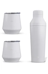 Joyjolt Stainless Steel Cocktail Shaker & Travel Cup Set In White